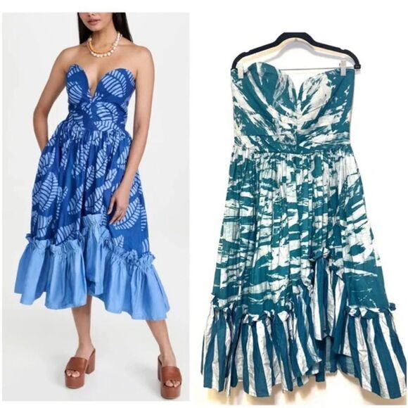 Sika Nia Strapless Printed Knee-Length Dress sz 10 - Picture 4 of 8